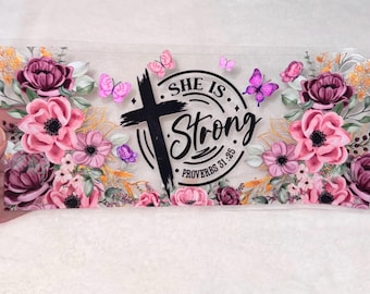 Uv DTF Floral Butterflies Faith Lord Christ possible Cross 16 oz Cup Wrap | Ready To Apply | No Heat Needed | Waterproof #300