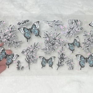 Uv DTF butterfly butterflies floral 16 oz Cup Wrap  | Ready To Apply | No Heat Needed | Waterproof #130