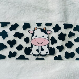 UV DTF Cute Cow Print Cowhid 16oz Libbey Glass Can Ready to apply | UVDTF #397