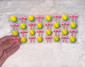 Uv DTF Sports Sport player bows proud softball mom mama players team hearts ball 16 oz cup wrap #194