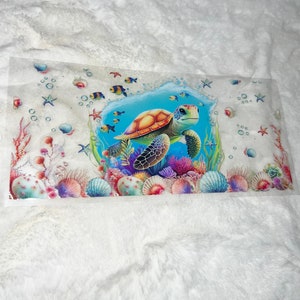 Uv DTF Turtle under the sea ocean Floral shells star 3D realistic looking 16 oz Cup Wrap | Ready To Apply | No Heat Needed | Waterproof #159
