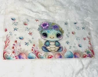 Uv DTF Baby Turtle under the sea ocean Floral shells star 3D realistic looking 16 oz Cup Wrap | Ready To Apply | No Heat Needed | #110