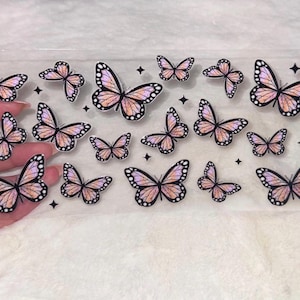 Uv DTF butterfly butterflies 16 oz Cup Wrap | Ready To Apply | No Heat Needed | Waterproof #134