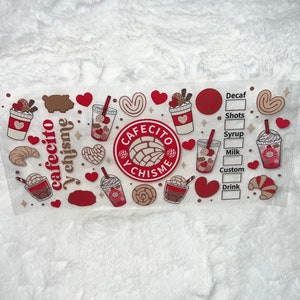 Uv DTF Cafecito y chisme pattern design 16 oz Cup Wrap | Ready To Apply | No Heat Needed | Waterproof #4