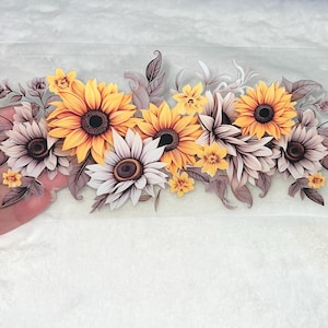 Uv DTF Sunflower sunflowers floral flowers flower 16 oz Cup Wrap | Ready To Apply | No Heat Needed | Waterproof #182