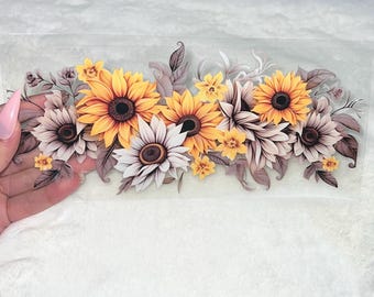 Uv DTF Sunflower sunflowers floral flowers flower 16 oz Cup Wrap | Ready To Apply | No Heat Needed | Waterproof #182