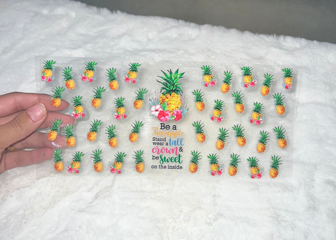 Uv DTF Fruit Pineapple Pineapples 16 Oz Cup Wrap Ready to Apply No Heat