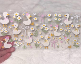Uv DTF Duck hearts bow bows Geese heart floral flower Goose retro spring 16 oz Cup Wrap | Ready To Apply | No Heat Needed | Waterproof #82