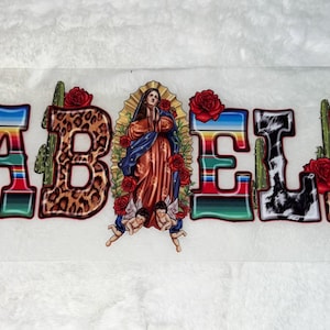 UV DTF Virgencita De lady of Guadalupe ABUELA Red Rose Roses Cup Wrap | Ready To Apply | No Heat Needed | Waterproof #318