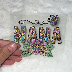 UV DTF Nana floral buttery butterflies flowers 4” Decal D#6