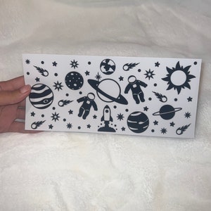 Uv DTF outer space planets galaxy stars astronomers astronaut 16 oz Cup Wrap | Ready To Apply | No Heat Needed | Waterproof