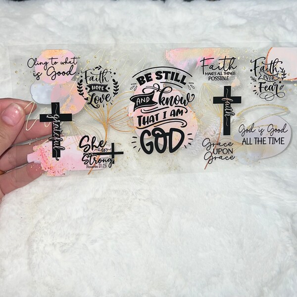 UV DTF Faith Lord God Christ You are chosen loved be still 16oz Cup Wrap | Ready To Apply | No Heat Needed | Waterproof #316