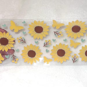 Uv DTF Sunflower sunflowers floral flowers flower 16 oz Cup Wrap | Ready To Apply | No Heat Needed | Waterproof #165