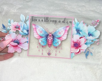 Uv DTF Floral Flowers moth moths magic 16 oz Cup Wrap | Ready To Apply | No Heat Needed | Waterproof #150