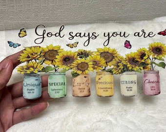 Uv DTF God says you are faith sunflower floral flowers 16 oz Cup Wrap | Ready To Apply | No Heat Needed | Waterproof #302