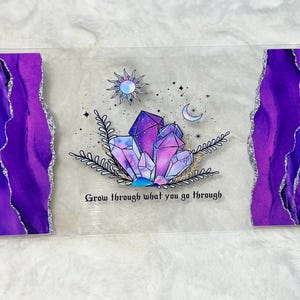 Uv DTF purple crystals crystal moon star stars positive mindset 16 oz Cup Wrap | Ready To Apply | No Heat Needed | Waterproof #351
