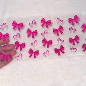 Uv DTF Cute pink love heart bow bows hearts 16 oz Cup Wrap | Ready To Apply | No Heat Needed | Waterproof #86