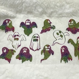 Uv DTF Ghost Ghosts Cheetah colorful Halloween spooky scary 16oz Cup Wrap #H4