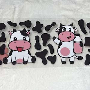 UV DTF Cute Cow Print baby Cowhid 16oz Libbey Glass Can Ready to apply | UVDTF #395
