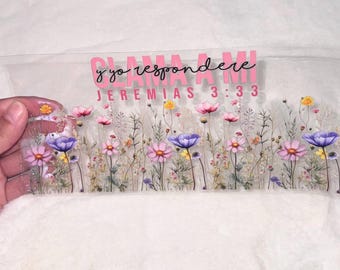 Uv DTF Spanish espanol Clama a mi jeremias God floral 16 oz Cup Wrap | Ready To Apply | No Heat Needed | Water #128