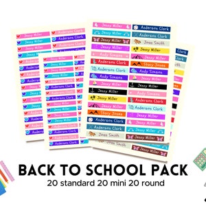 School Label Pack - 188 Name Labels - School Supply Labels - Name Stickers - Washable Name Tags- Waterproof Stick On and Clothing Tag Labels