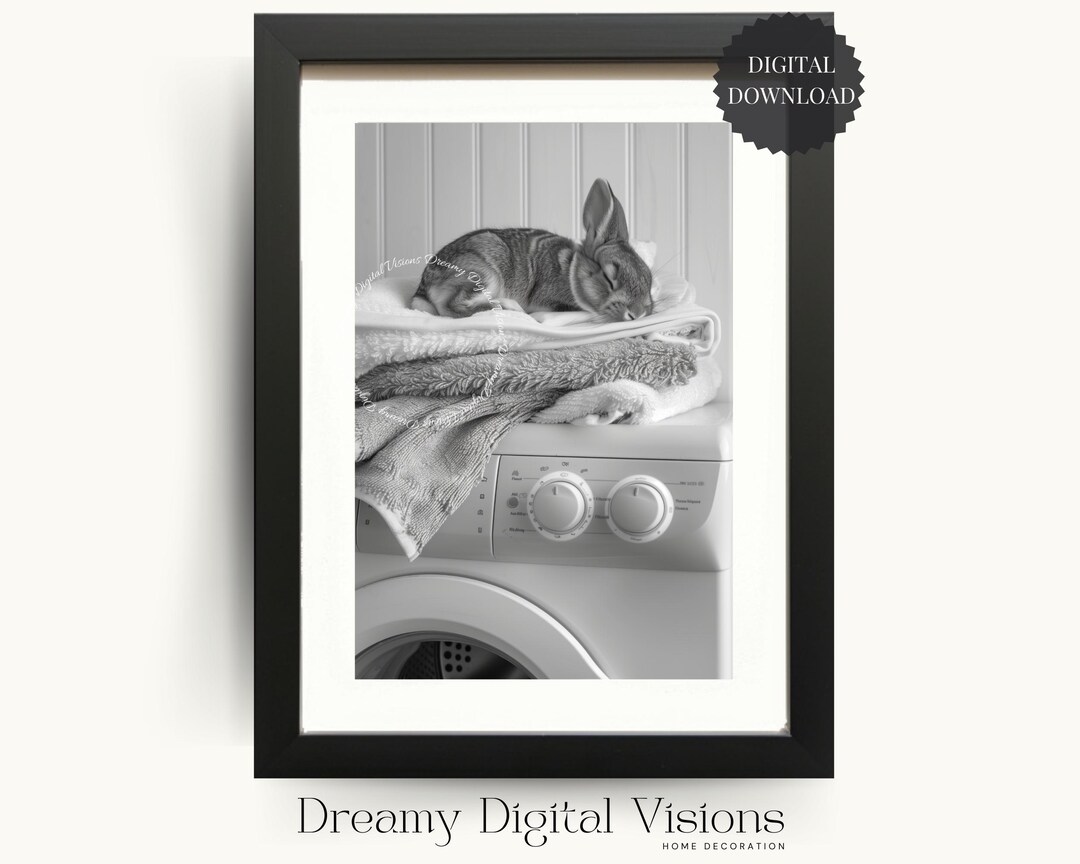 Adorable Bunny Laundry Room Print, Laundry Room Wall Art, Utility Room ...