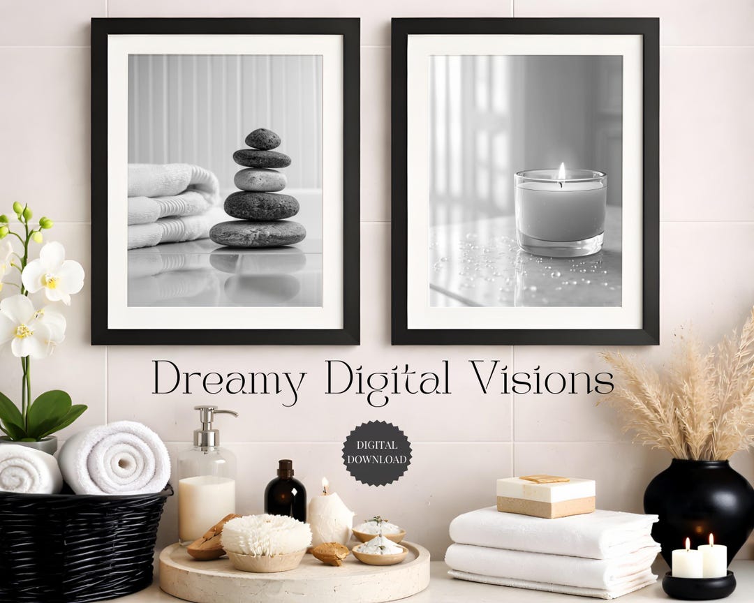 Elegant Bathroom Wall Art Set of 2, Black and White Bathroom Prints ...
