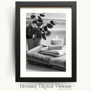 Relaxing Bathroom Print, Spa and Guest Bathroom Wall Art, Minimalist Bathroom Decor, Relaxing Bathroom Art, Minimalist Spa Decoration Print