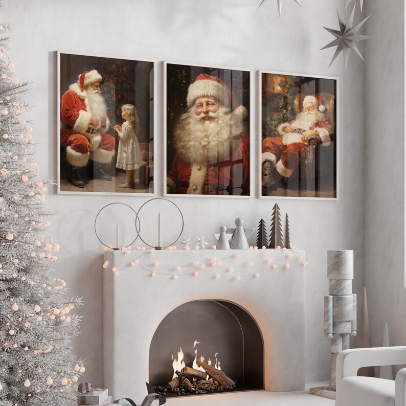 Wall Art Santa Claus Prints, Santa Claus Printable, Vintage Santa Claus