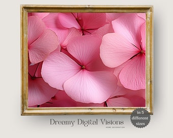 Pink Hydrangea Petals Print, Flower Wall Art, Girls Bedroom Decor, Bathroom Wall Art, Pink Wall Art, Printable Digital Download