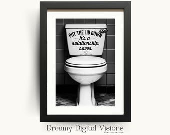 Put the Lid Down, Funny Toilet Art, Bathroom Humor Print, Funny Bathroom Sign, Cloakroom Wall Art, Over Toilet Wall art, Toilet Humor Art