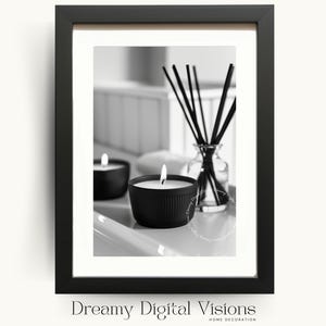 Stylish Bathroom Print, Candles and Diffuser Bathroom Decor, Minimalist Spa Decoration Print, Calming Bathroom Decor, Elegant Bathroom Art