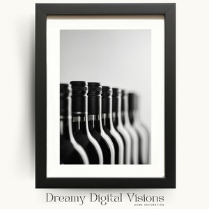 Wine Poster, Bar Cart Print, Wine Bottles, Black and White Print, Kitchen Wall Art, Gift for Dads, Wine Bar Cart, Father's Day Gift