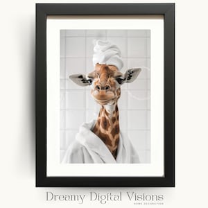 Giraffe Bathroom Print, Giraffe Print, Animal Bathroom Wall Art, Giraffe Print, Bathroom Art Print Funny Animal, Cute Laundry Room Humor