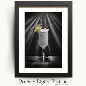 Pina Colada Cocktail Print, Classic Cocktail Art, Bar Print, Gift for Cocktail Lover, Downloadable Bar Cart Art, Printable Kitchen Decor