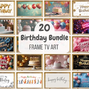 Birthday-Themed Digital Art Set for Frame TVs, Birthday Frame TV Art, Party backdrop TV Art, Vintage Birthday TV Art, Happy Birthday tv art