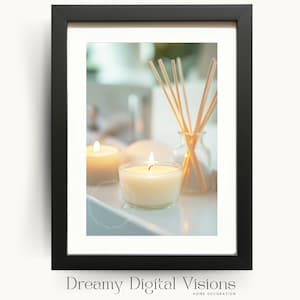 Minimalist Candle Print, Relaxing Bathroom Wall Art, Home Spa Decor, Guest Bathroom Art, Minimalist Bathroom Decor, Spa Decoration Print