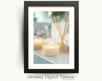 Minimalist Candle Print, Relaxing Bathroom Wall Art, Home Spa Decor, Guest Bathroom Art, Minimalist Bathroom Decor, Spa Decoration Print
