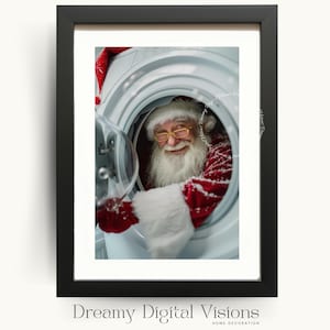 Father Christmas in a Washing Machine, Christmas Laundry Print, Funny Laundry Room Decor, Utility Room Print, Printable Laundry Wall Art