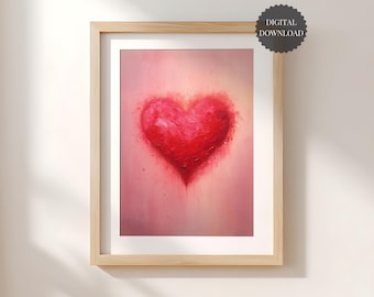 Valentines Day Love Heart Romantic Wall Art Printable, Love Themed Decor, Sweet Valentine Gift Home Decor Print, Digital Download
