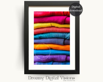 Laundry Print, Colorful Stack of Jumpers, Utility Room Print, Laundry Room Decor Wall Art, Laundry Poster, Laundry Room Printable