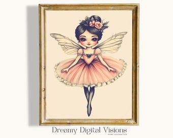 The Sugar Plum Fairy Print, Nutcracker Christmas Wall Art, Classic Christmas Home Decor, Fairy Ballet Dancer Print, Traditional Christmas