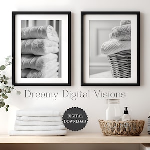 Set of 2 Elegant Laundry Room Prints, Black and White Laundry Room Wall Art, Printable Modern Laundry Decor, Farmhouse Laundry Wall Art