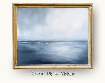 Minimalist Abstract Seascape Print, Abstract Coastal Art, Calming Blue Wall Art, Seascape Painting, Printable Coastal Decor, Ocean print