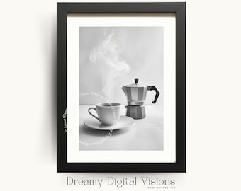 Moka Espresso Coffee Print, Kitchen Coffee Poster, Coffee Poster, Kitchen Wall Art, Coffee Bar Poster, Coffee Wall Art, Coffee Station Art