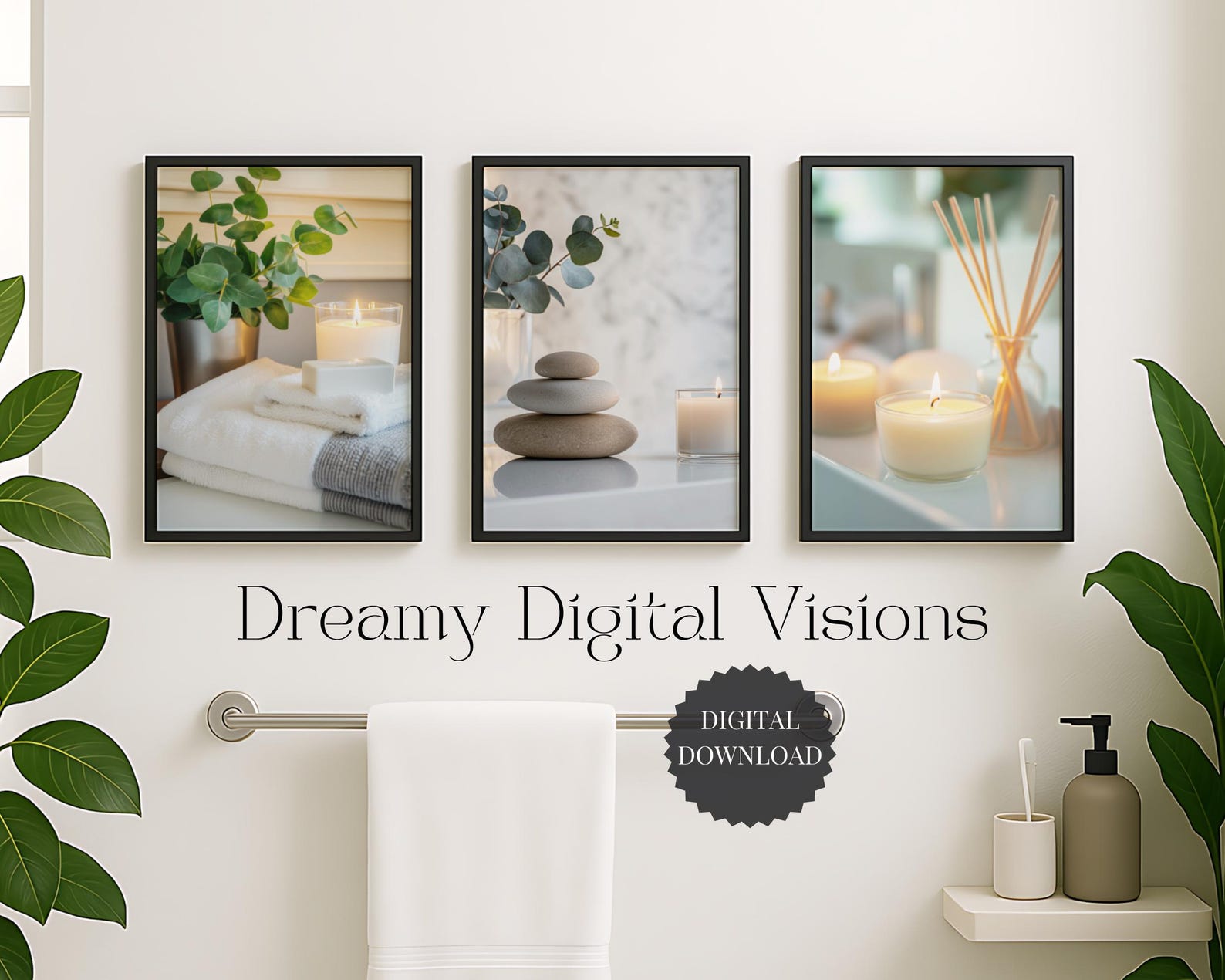 Spa Bathroom Wall Art Set of 3, Wellness Bathroom Art, Tranquil Spa ...