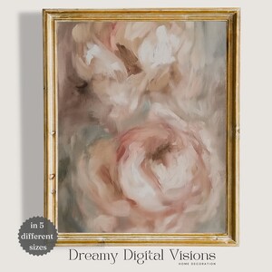 Vintage Peony Painting, Rustic Farmhouse Decor with Peonies Oil Painting, Shabby Chic Flower Print, Neutral Country Home Decor | 29