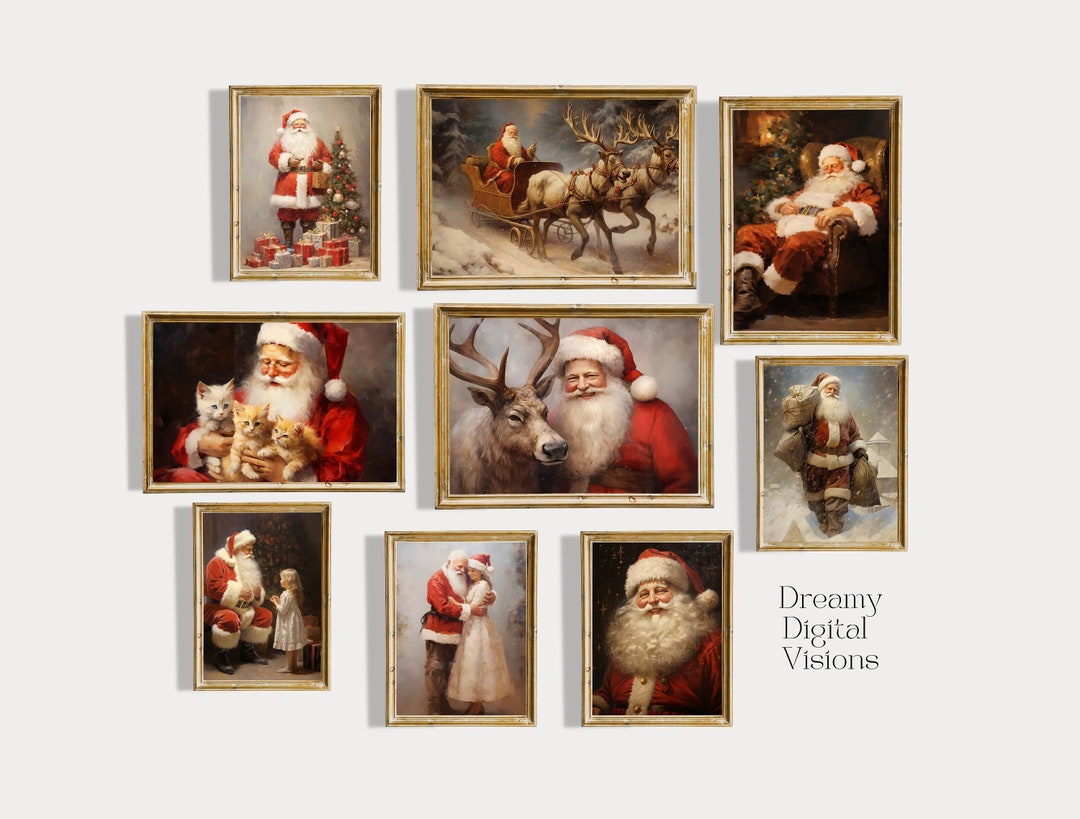 Wall Art Santa Claus Prints, Santa Claus Printable, Vintage Santa Claus