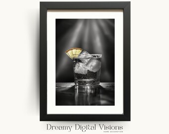 Old Fashioned Cocktail Art Print, Vintage Bar Cart Decor, Bar Cart Accessory Wall Art, Printable Home Bar Decor, Gift for Cocktail Lovers