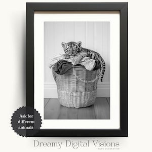 Baby Tiger Digitales Wäschedekor, Wanddekoration Tierkunstdruck, Housewarming-Dekorationsgeschenk, Tiger Dekorative Kunst, Kunstdruck Wäsche